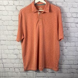 True Grit Sueded Dobby Model Tencel Polo Orange Size L E